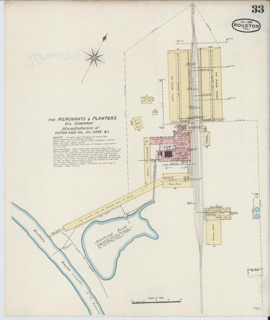 Sanborn Fire Insurance Map from Houston, Harris County, Texas (1890), Sheet #0033 - Historic Sanborn Fire Insurance Map Print, vintage old map wall art, antique decor, genealogy gift, Texas Texas map