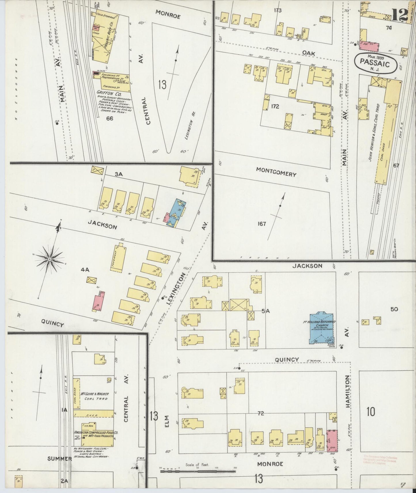 Sanborn Fire Insurance Map from Passaic, Passaic County, New Jersey (1899), Sheet #0012 - Complete Map Set gallery image, historic Sanborn map, vintage wall art, New Jersey New Jersey
