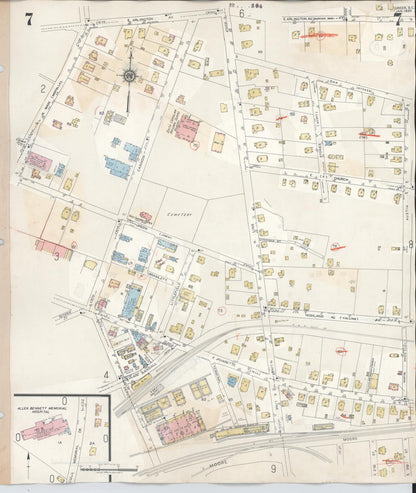 Sanborn Fire Insurance Map from Greer, Greenville and Spartanburg Counties, South Carolina (1951), Sheet #0007 - Complete Map Set gallery image, historic Sanborn map, vintage wall art, South Carolina South Carolina