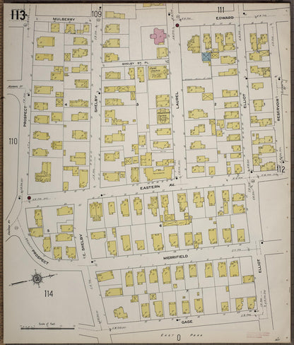Sanborn Fire Insurance Map from Worcester, Worcester County, Massachusetts (1910), Sheet #0113 - Historic Sanborn Fire Insurance Map Print, vintage old map wall art, antique decor, genealogy gift, Massachusetts Massachusetts map