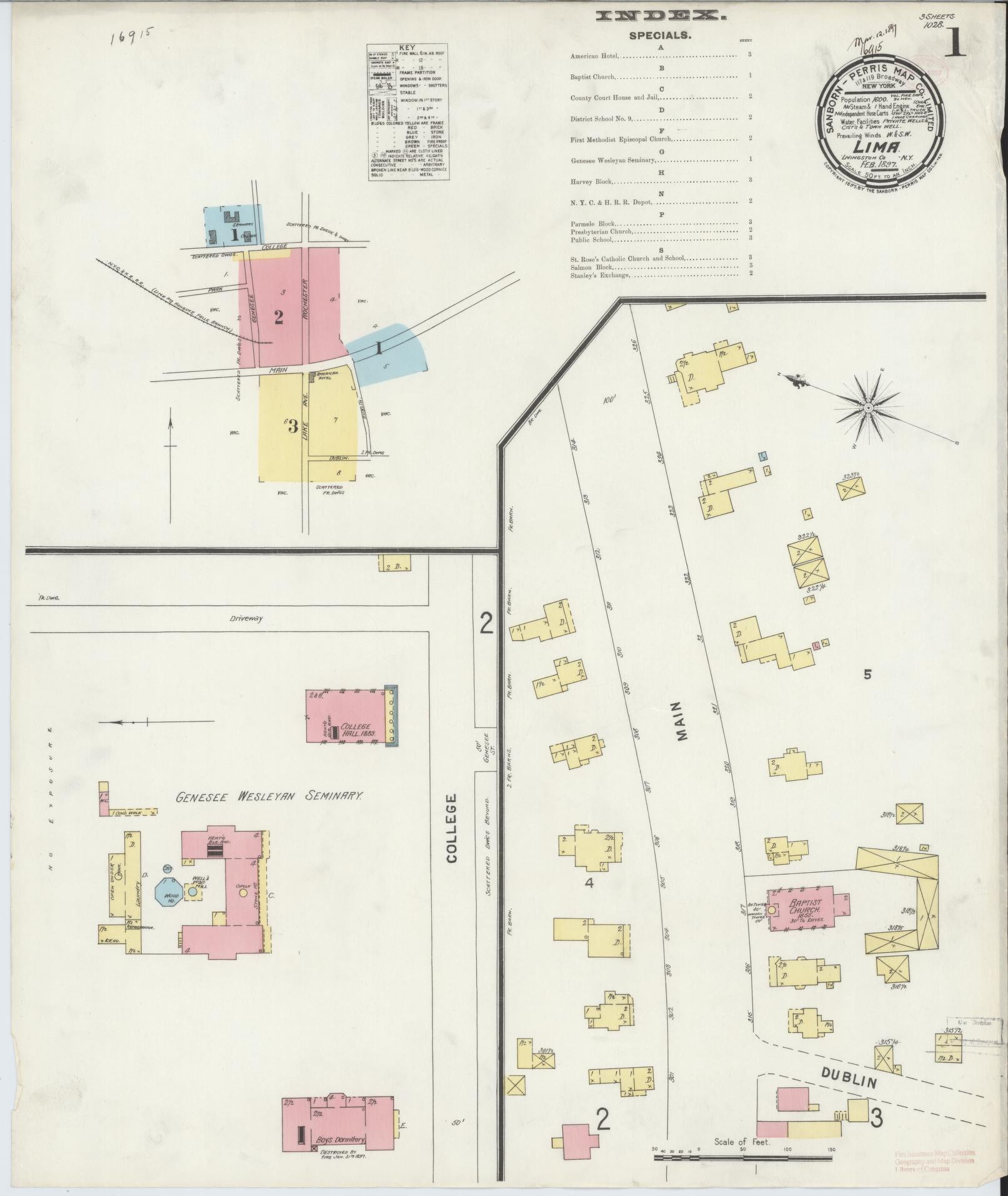 Sanborn Fire Insurance Map from Lima, Livingston County, New York. (1897) – Historic Sanborn Fire Insurance Map Print