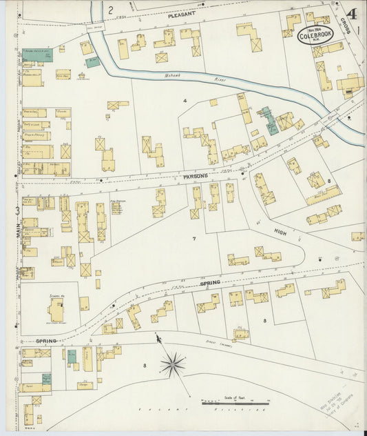 Sanborn Fire Insurance Map from Colebrook, Coos County, New Hampshire (1904), Sheet #0004 - Historic Sanborn Fire Insurance Map Print, vintage old map wall art, antique decor, genealogy gift, New Hampshire New Hampshire map