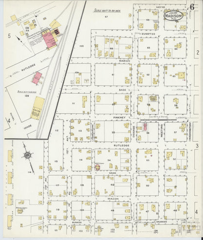 Sanborn Fire Insurance Map from Madison, Madison County, Florida (1917), Sheet #0006 - Complete Map Set gallery image, historic Sanborn map, vintage wall art, Florida Florida