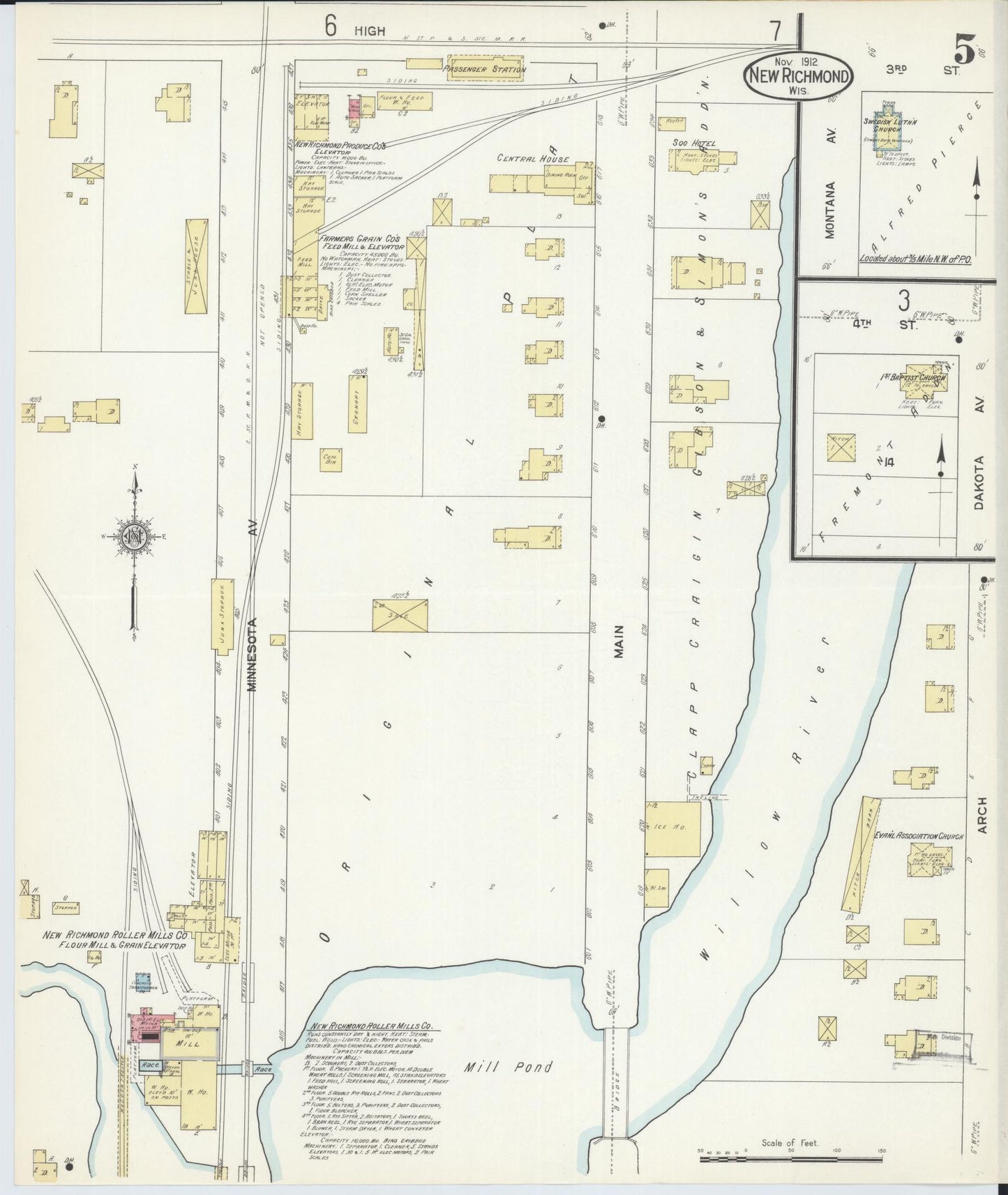 Sanborn Fire Insurance Map from New Richmond, St. Croix County, Wisconsin (1912), Sheet #0005 - Complete Map Set gallery image, historic Sanborn map, vintage wall art, Wisconsin Wisconsin