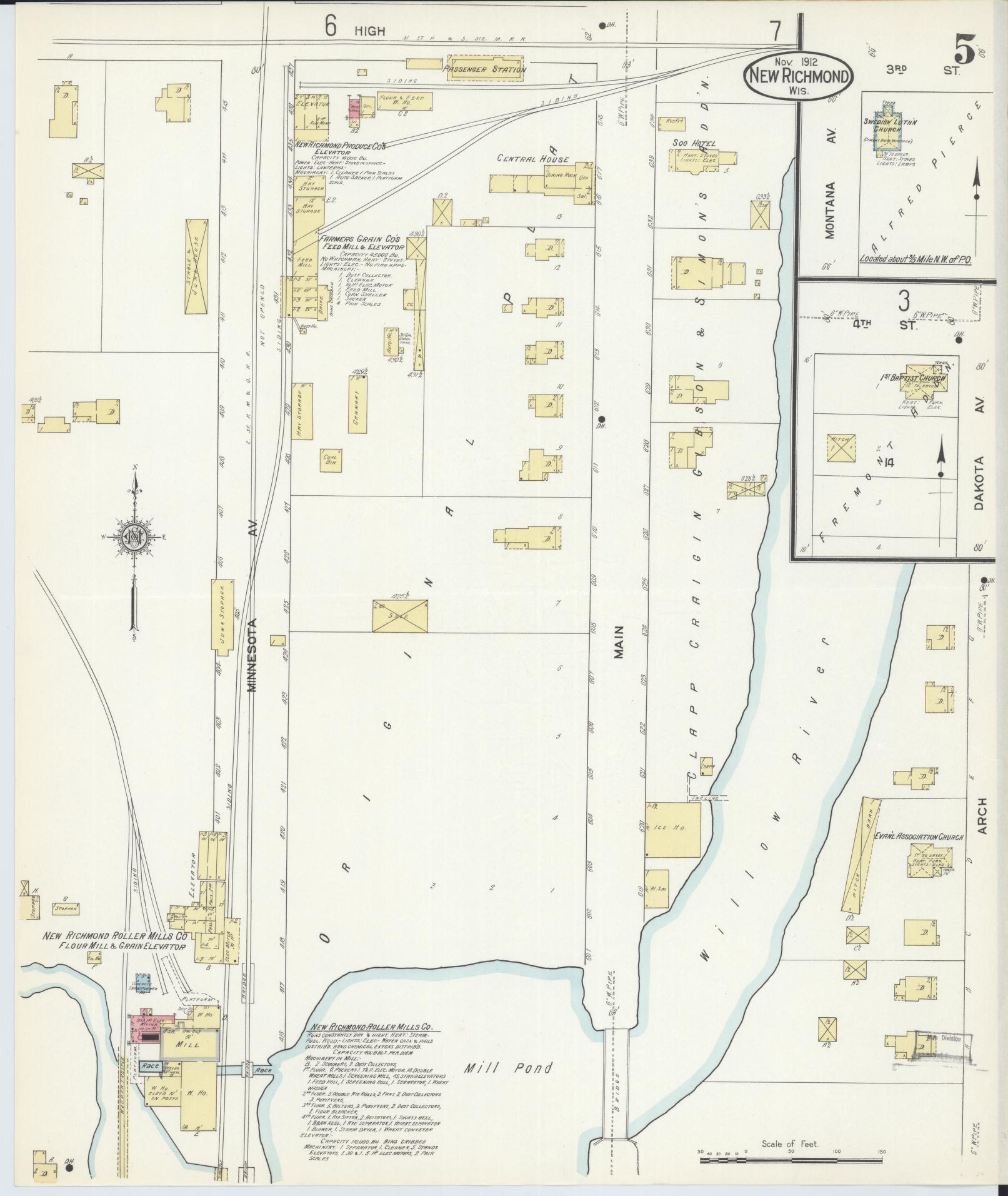 Sanborn Fire Insurance Map from New Richmond, St. Croix County, Wisconsin (1912), Sheet #0005 - Complete Map Set gallery image, historic Sanborn map, vintage wall art, Wisconsin Wisconsin