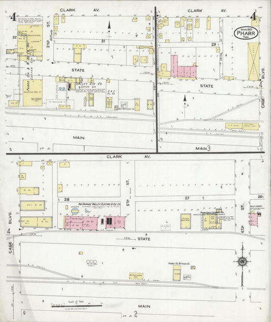 Sanborn Fire Insurance Map from Pharr, Hidalgo County, Texas (1925), Sheet #0004 - Historic Sanborn Fire Insurance Map Print, vintage old map wall art, antique decor, genealogy gift, Texas Texas map