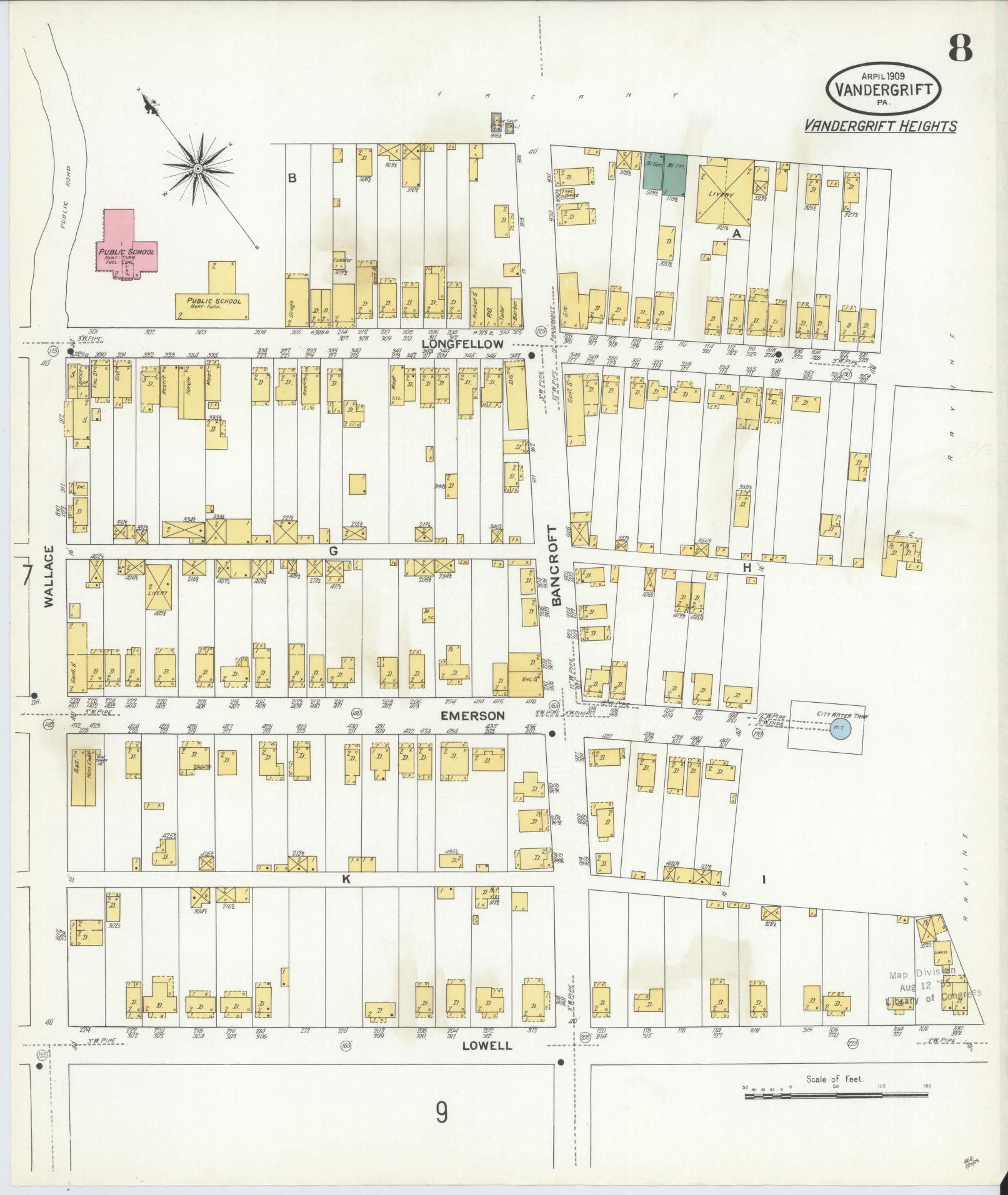 Sanborn Fire Insurance Map from Vandergrift, Westmoreland County, Pennsylvania (1909), Sheet #0008 - Complete Map Set gallery image, historic Sanborn map, vintage wall art, Pennsylvania Pennsylvania