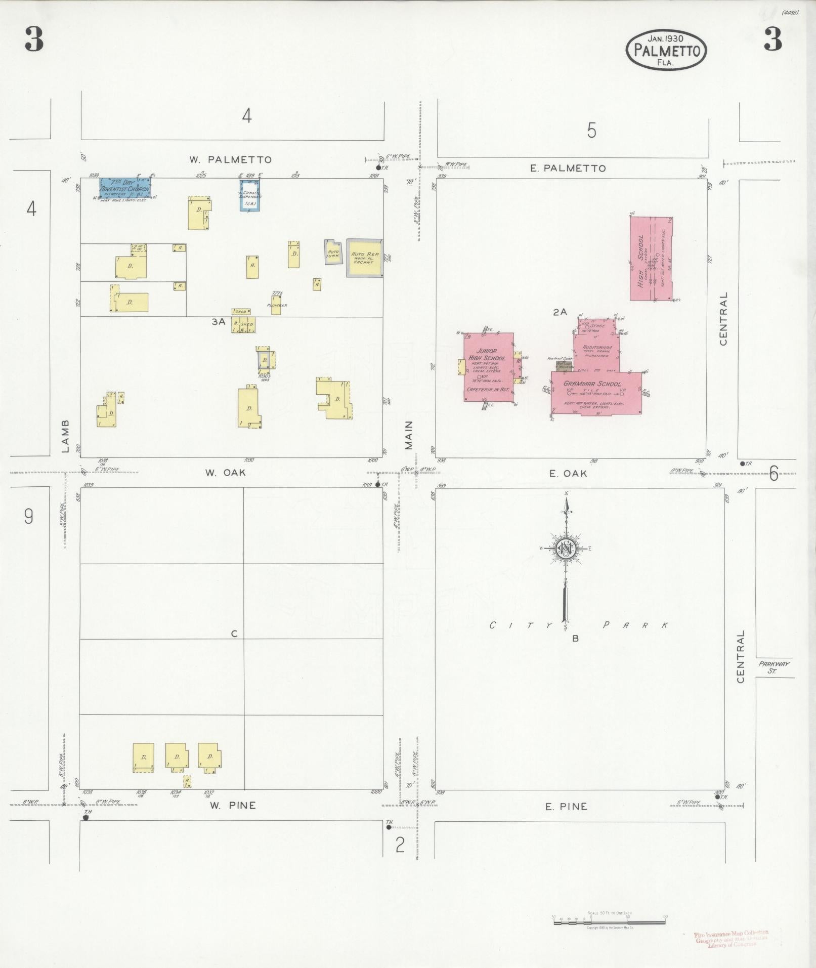 Sanborn Fire Insurance Map from Palmetto, Manatee County, Florida (1930), Sheet #0003 - Complete Map Set gallery image, historic Sanborn map, vintage wall art, Florida Florida