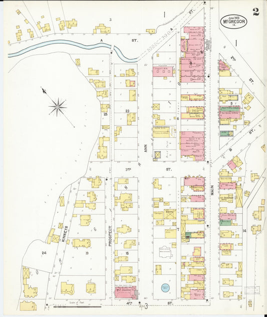 Sanborn Fire Insurance Map from McGregor, Clayton County, Iowa (1902), Sheet #0002 - Historic Sanborn Fire Insurance Map Print, vintage old map wall art
