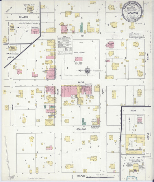 Sanborn Fire Insurance Map from Calhoun, Henry County, Missouri (1909), Sheet #0001 - Historic Sanborn Fire Insurance Map Print, vintage old map wall art, antique decor, genealogy gift, Missouri Missouri map