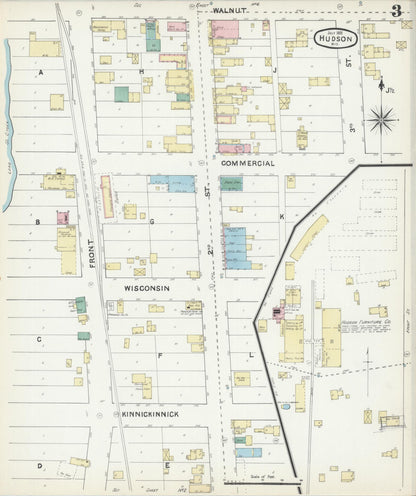 Sanborn Fire Insurance Map from Hudson, St. Croix County, Wisconsin (1891), Sheet #0003 - Complete Map Set gallery image, historic Sanborn map, vintage wall art, Wisconsin Wisconsin