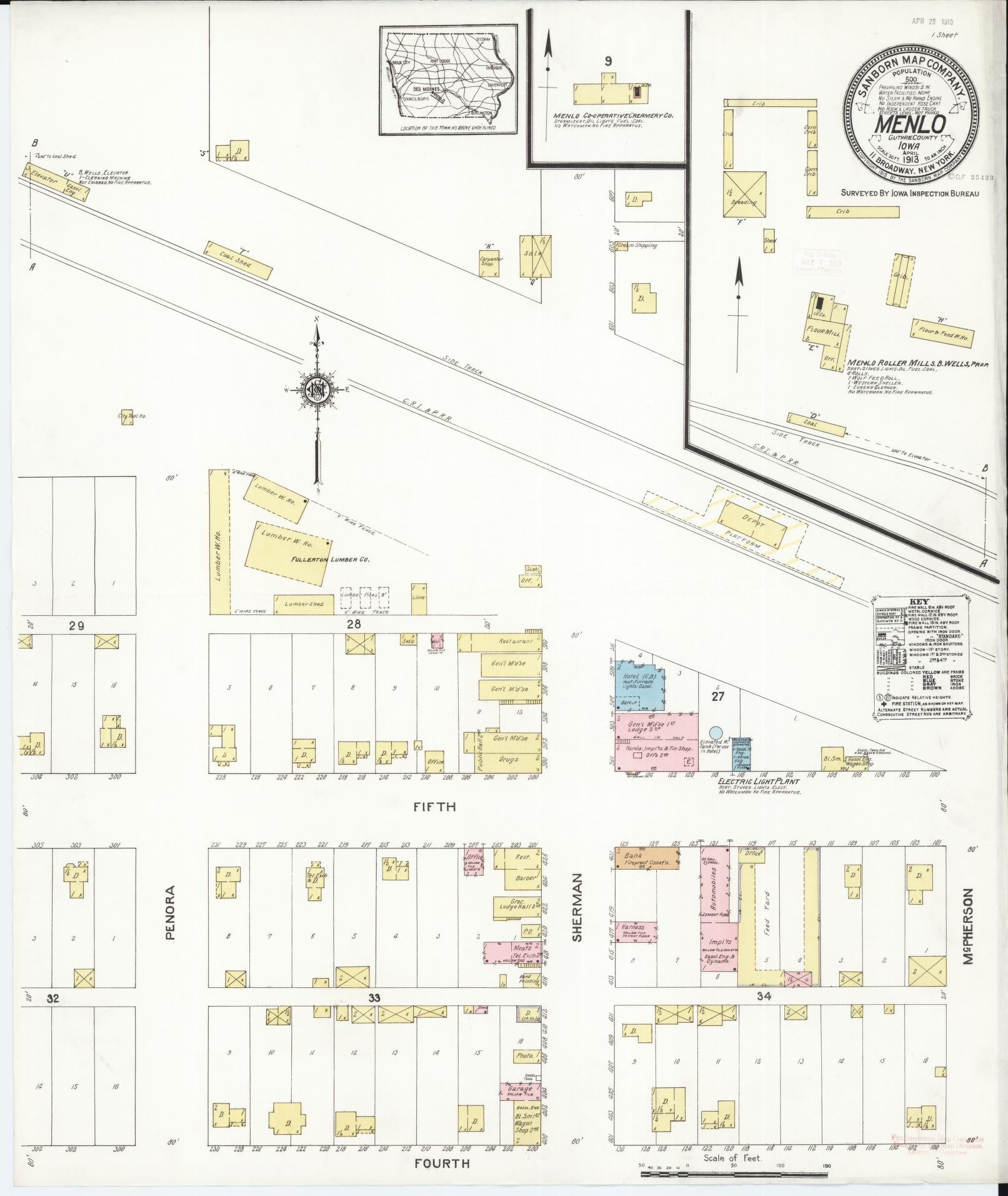 Sanborn Fire Insurance Map from Menlo, Guthrie County, Iowa. (1913) – Map View