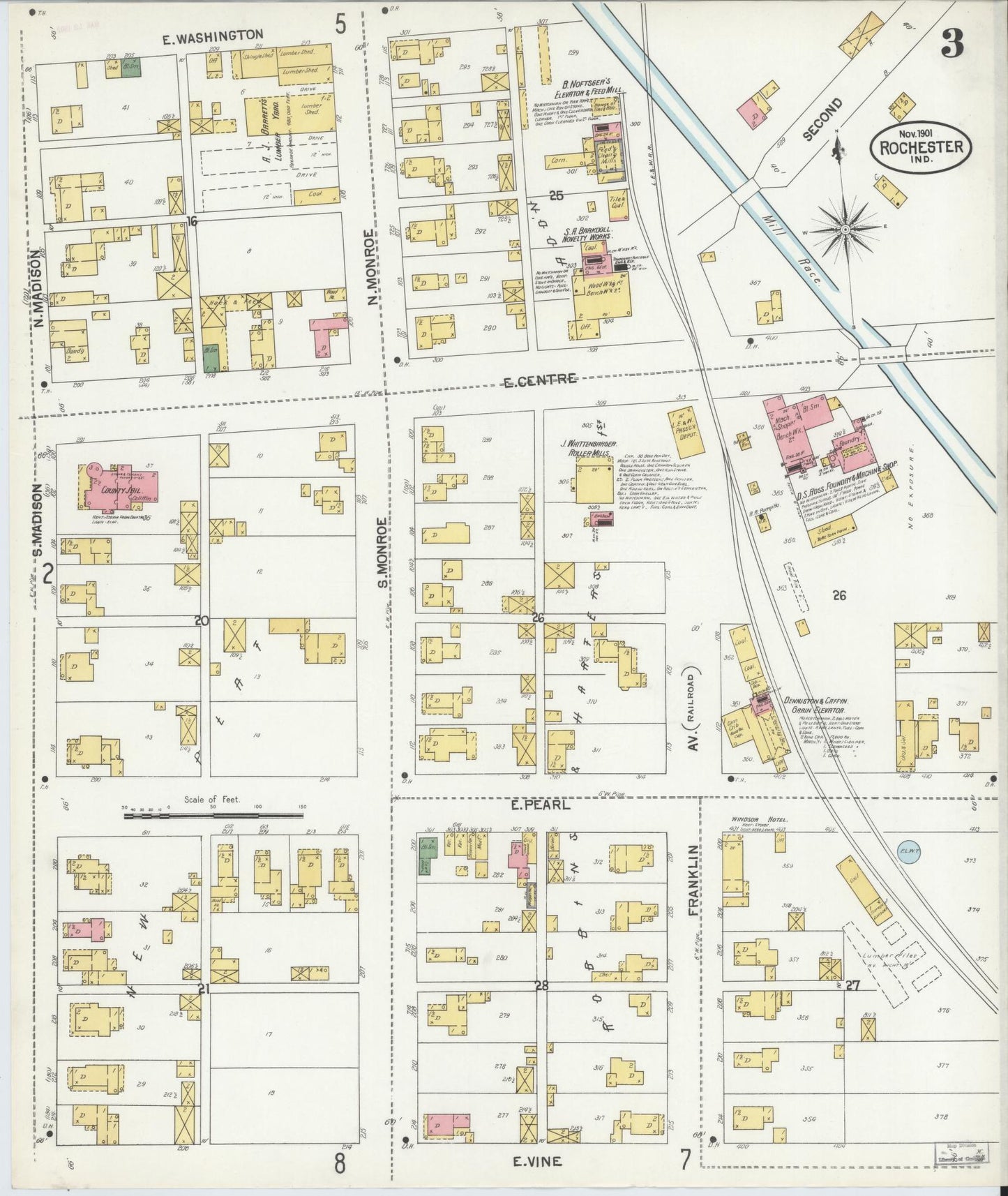 Sanborn Fire Insurance Map from Rochester, Fulton County, Indiana (1901), Sheet #0003 - Complete Map Set gallery image, historic Sanborn map, vintage wall art, Indiana Indiana