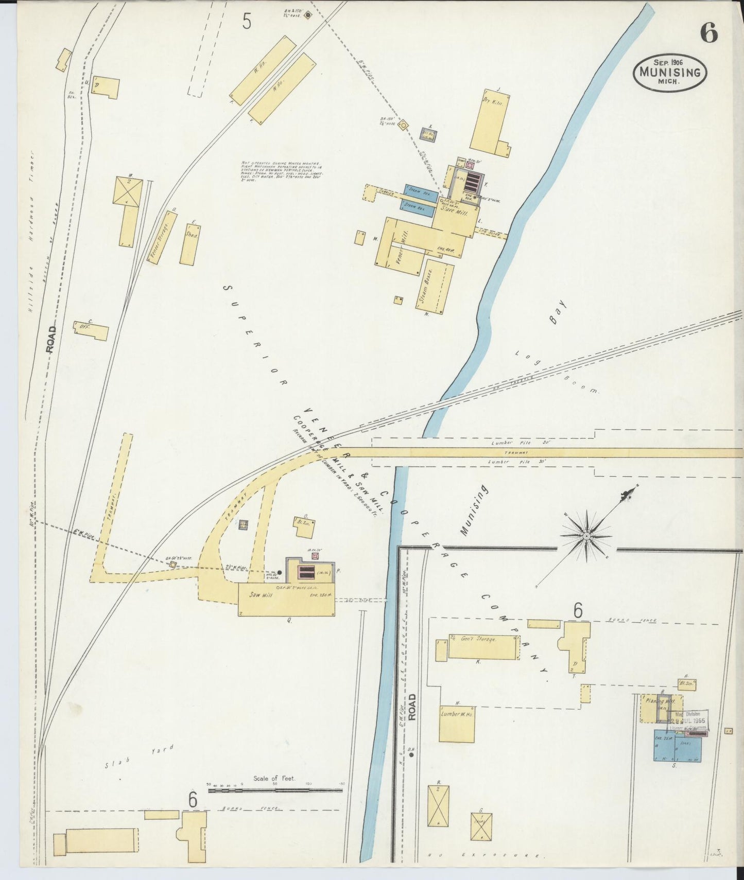 Sanborn Fire Insurance Map from Munising, Alger County, Michigan (1906), Sheet #0006 - Historic Sanborn Fire Insurance Map Print, vintage old map wall art, antique decor, genealogy gift, Michigan Michigan map