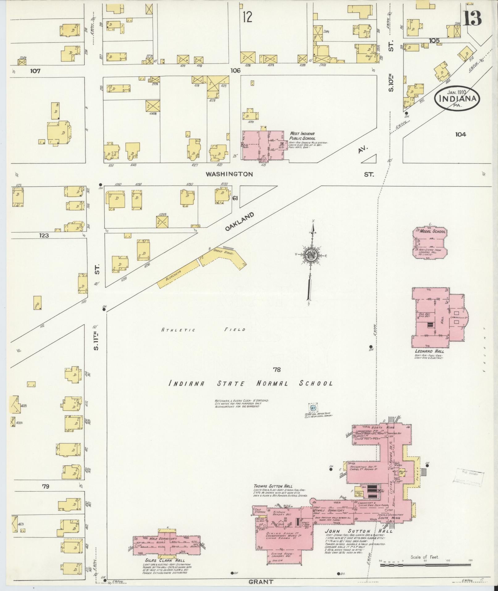 Sanborn Fire Insurance Map from Indiana, Indiana County, Pennsylvania (1910), Sheet #0013 - Historic Sanborn Fire Insurance Map Print, vintage old map wall art, antique decor, genealogy gift, Sanborn Fire Insurance Map from Indiana Indiana map