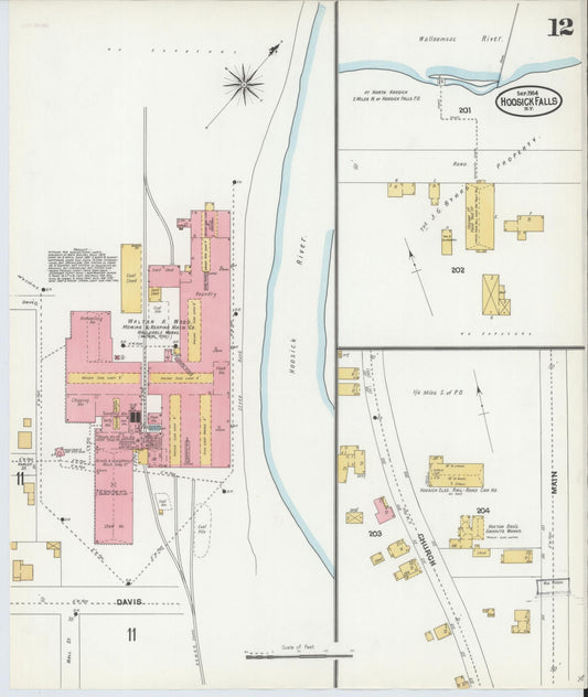 Sanborn Fire Insurance Map from Hoosick Falls, Rensselaer County, New York (1904), Sheet #0012 - Historic Sanborn Fire Insurance Map Print, vintage old map wall art, antique decor, genealogy gift, New York New York map