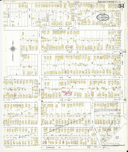 Sanborn Fire Insurance Map from Clinton, Clinton County, Iowa (1917), Sheet #0034 - Historic Sanborn Fire Insurance Map Print