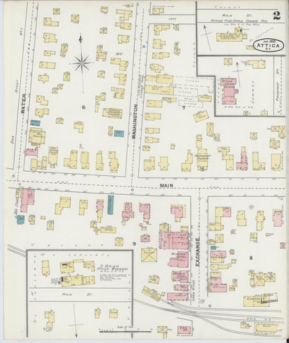 Sanborn Fire Insurance Map from Attica, Wyoming County, New York (1892), Sheet #0002 - Complete Map Set gallery image, historic Sanborn map, vintage wall art, Attica Wyoming