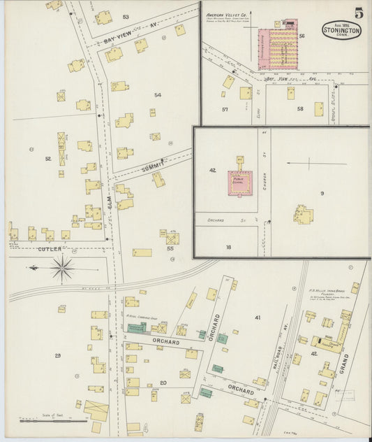 Sanborn Fire Insurance Map from Stonington, New London County, Connecticut (1895), Sheet #0005 - Historic Sanborn Fire Insurance Map Print, vintage old map wall art, antique decor, genealogy gift, Connecticut Connecticut map