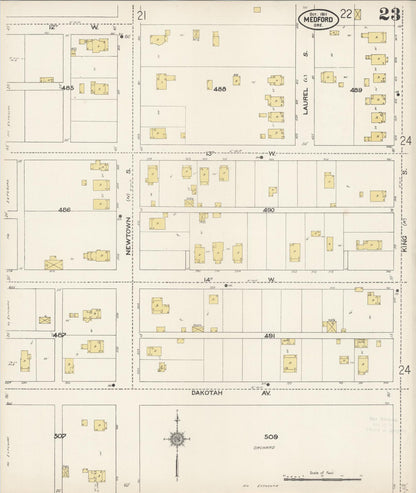 Sanborn Fire Insurance Map from Medford, Jackson County, Oregon (1911), Sheet #0023 - Complete Map Set gallery image, historic Sanborn map, vintage wall art, Oregon Oregon