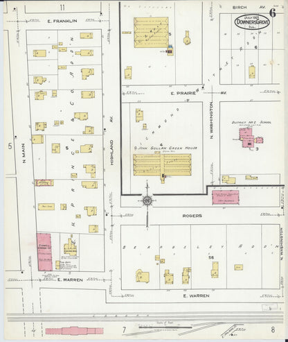 Sanborn Fire Insurance Map from Downers Grove, Dupage County, Illinois (1921), Sheet #0006 - Complete Map Set gallery image, historic Sanborn map, vintage wall art, Illinois Illinois