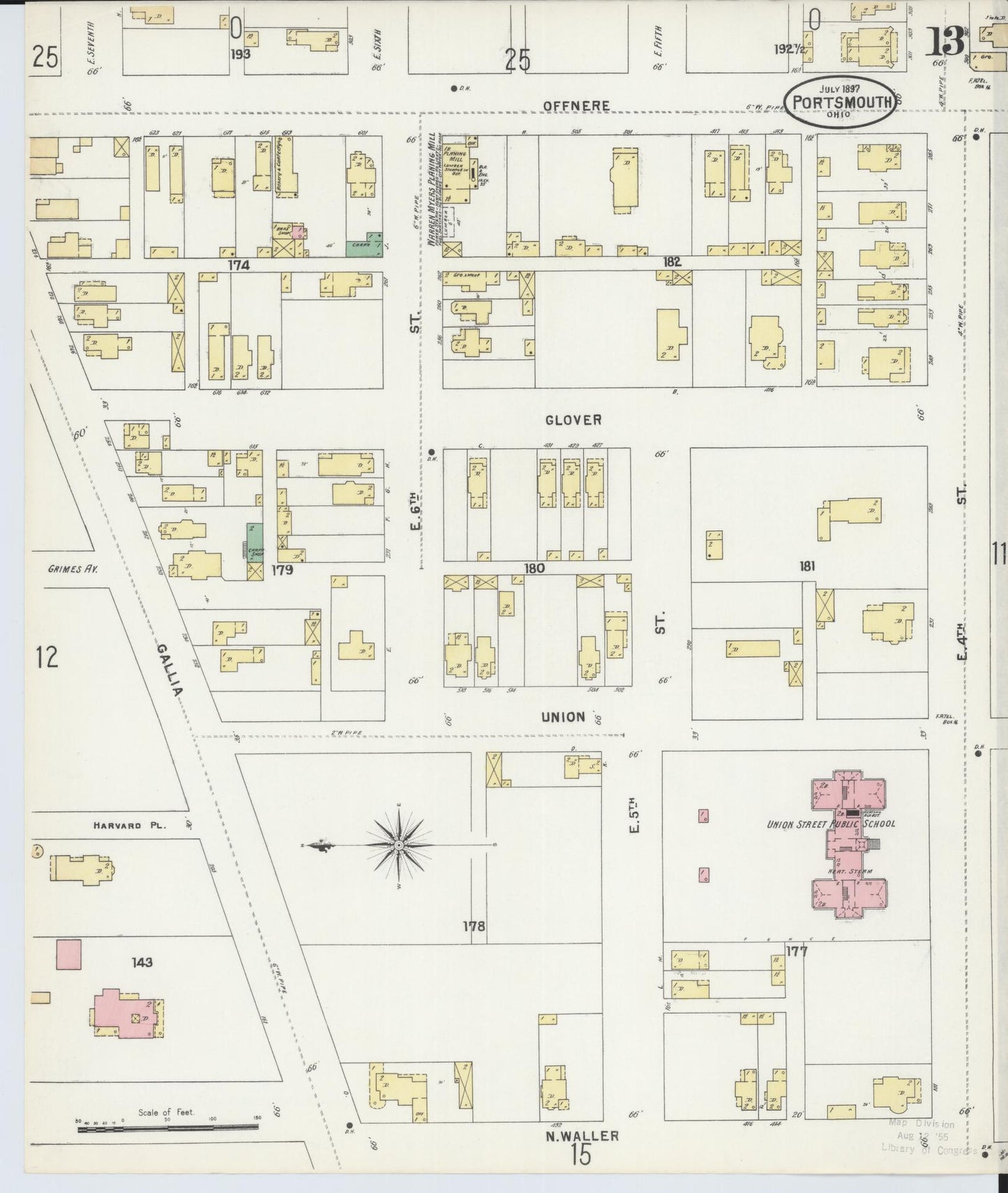 Sanborn Fire Insurance Map from Portsmouth, Scioto County, Ohio (1897), Sheet #0013 - Complete Map Set gallery image, historic Sanborn map, vintage wall art, Ohio Ohio