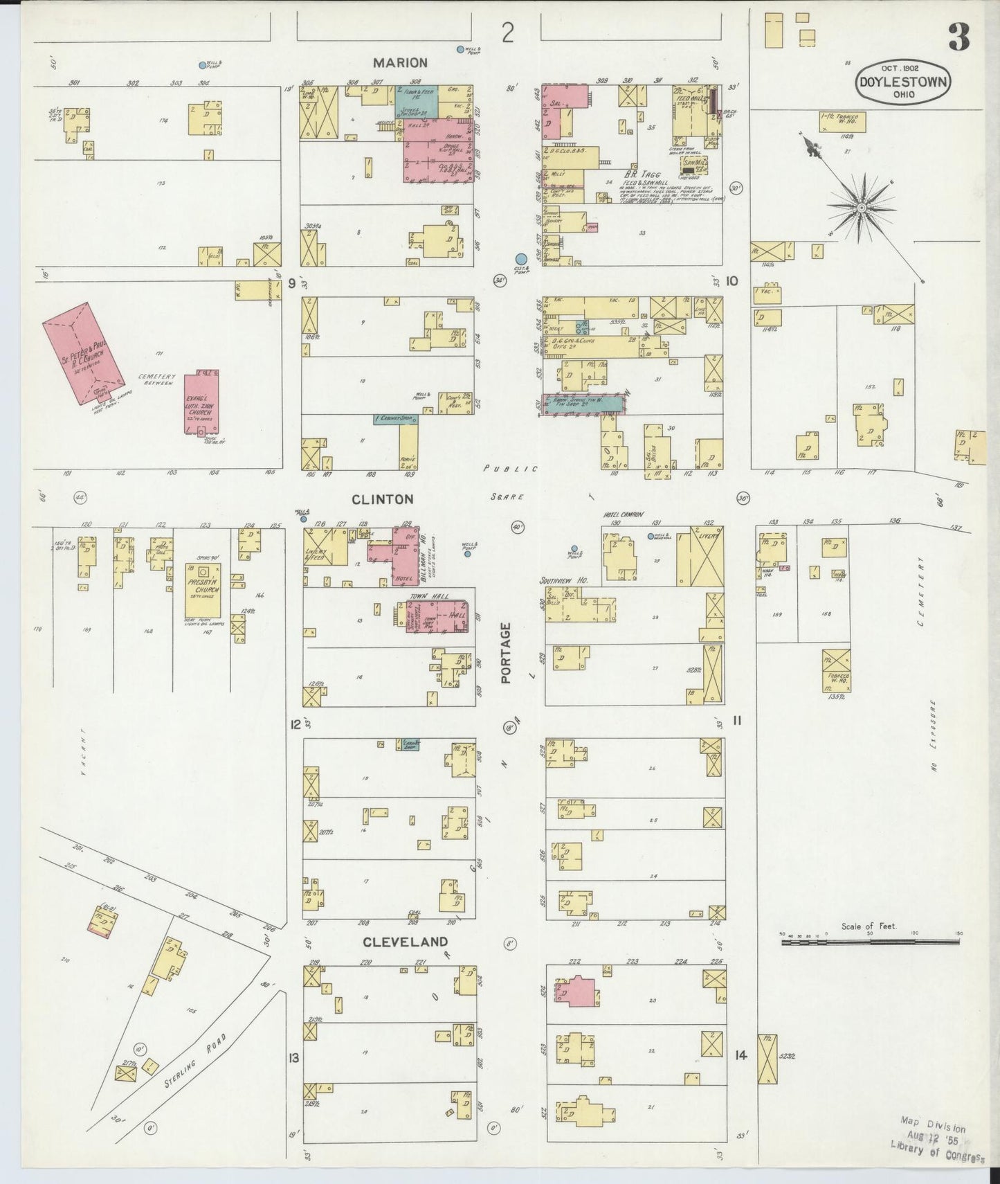 Sanborn Fire Insurance Map from Doylestown, Wayne County, Ohio (1902), Sheet #0003 - Complete Map Set gallery image, historic Sanborn map, vintage wall art, Ohio Ohio