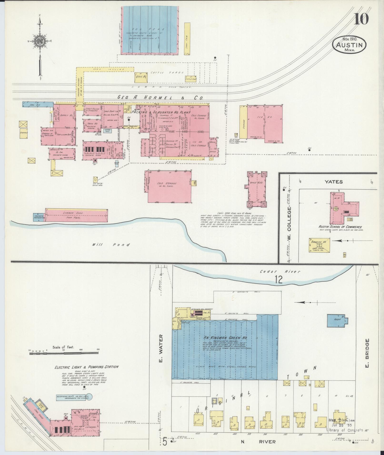 Sanborn Fire Insurance Map from Austin, Mower County, Minnesota (1910), Sheet #0010 - Complete Map Set gallery image, historic Sanborn map, vintage wall art, Minnesota Minnesota