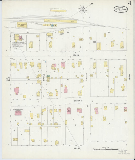 Sanborn Fire Insurance Map from Le Sueur, Le Sueur County, Minnesota (1896), Sheet #0004 - Historic Sanborn Fire Insurance Map Print, vintage old map wall art, antique decor, genealogy gift, Minnesota Minnesota map