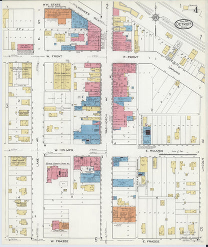Sanborn Fire Insurance Map from Detroit Lakes, Becker County, Minnesota (1917), Sheet #0004 - Complete Map Set gallery image, historic Sanborn map, vintage wall art, Minnesota Minnesota