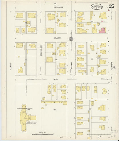 Sanborn Fire Insurance Map from Waycross, Ware County, Georgia (1913), Sheet #0025 - Complete Map Set gallery image, historic Sanborn map, vintage wall art, Georgia Georgia