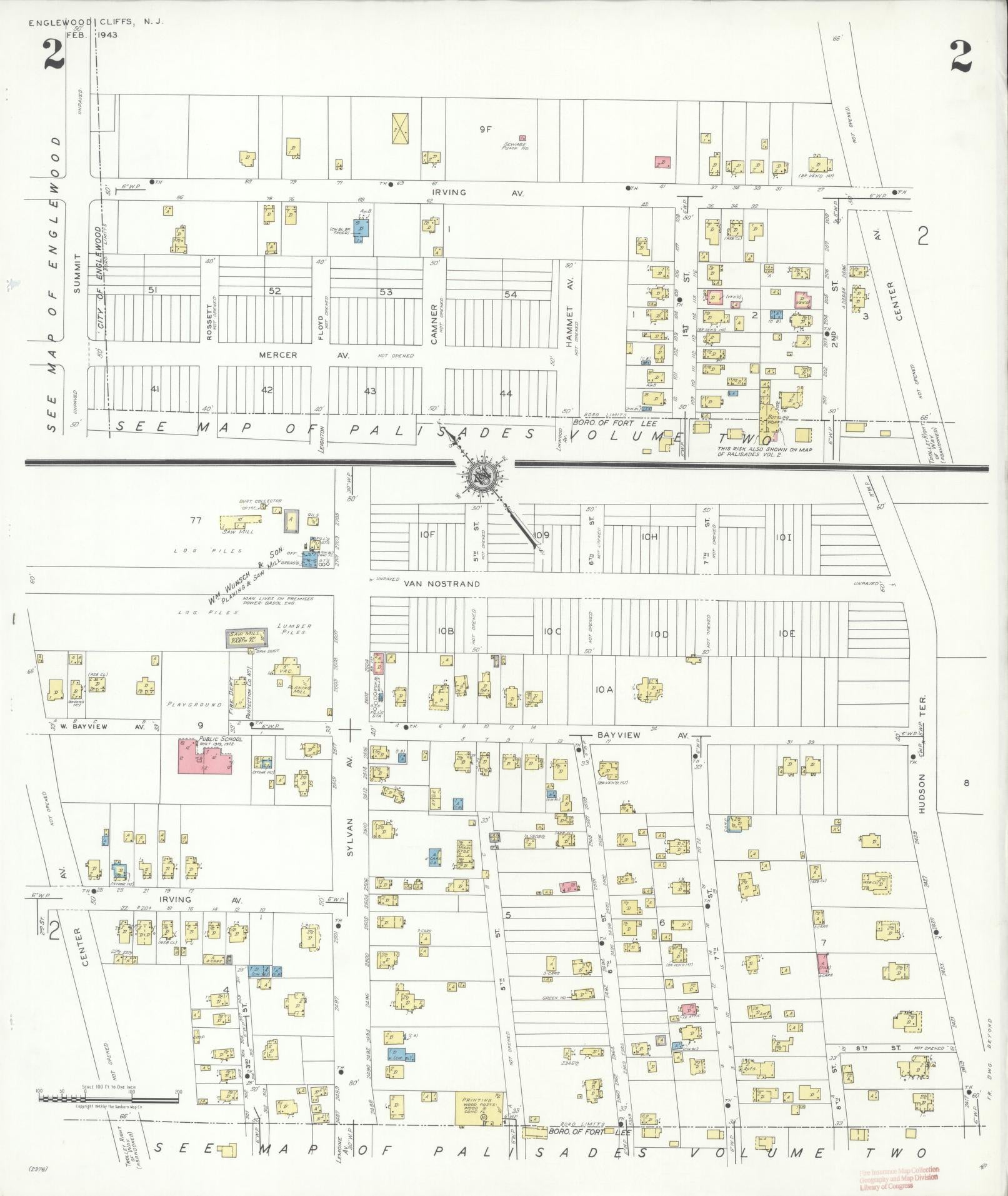 Sanborn Fire Insurance Map from Englewood Cliffs, Bergen County, New Jersey (1943), Sheet #0002 - Complete Map Set gallery image, historic Sanborn map, vintage wall art, New Jersey New Jersey