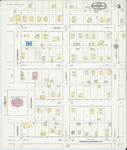 Sanborn Fire Insurance Map from Redwood Falls, Redwood County, Minnesota (1915), Sheet #0003 - Complete Map Set gallery image, historic Sanborn map, vintage wall art, Minnesota Minnesota
