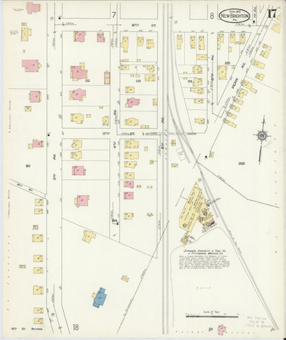 Sanborn Fire Insurance Map from New Brighton, Beaver County, Pennsylvania (1913), Sheet #0017 - Complete Map Set gallery image, historic Sanborn map, vintage wall art, Pennsylvania Pennsylvania