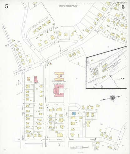 Sanborn Fire Insurance Map from Tallassee, Elmore And Tallapoosa Counties, Alabama (1941), Sheet #0005 - Complete Map Set gallery image, historic Sanborn map, vintage wall art, Alabama Alabama