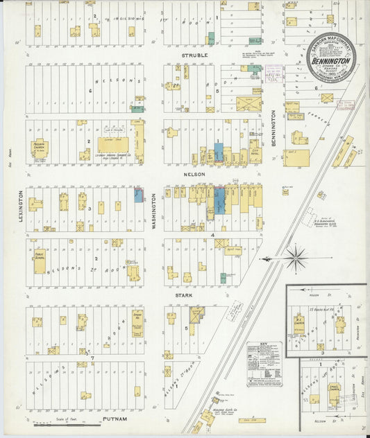 Sanborn Fire Insurance Map from Bennington, Ottawa County, Kansas (1905), Sheet #0001 - Historic Sanborn Fire Insurance Map Print, vintage old map wall art, antique decor, genealogy gift, Kansas Kansas map