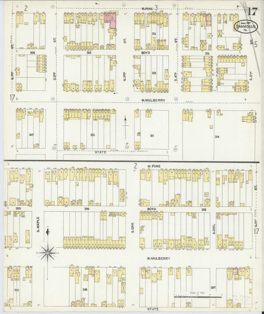 Sanborn Fire Insurance Map from Shamokin, Northumberland County, Pennsylvania (1907), Sheet #0017 - Historic Sanborn Fire Insurance Map Print, vintage old map wall art, antique decor, genealogy gift, Pennsylvania Pennsylvania map