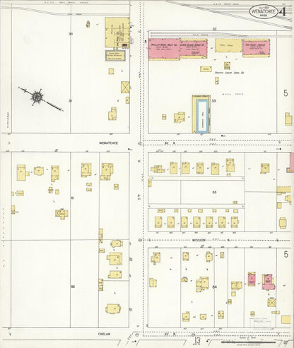 Sanborn Fire Insurance Map from Wenatchee, Chelan County, Washington (1921), Sheet #0004 - Complete Map Set gallery image, historic Sanborn map, vintage wall art, Washington Washington