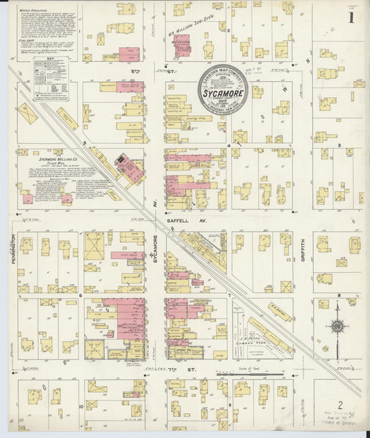 Sanborn Fire Insurance Map from Sycamore, Wyandot County, Ohio (1911), Sheet #0001 - Complete Map Set gallery image, historic Sanborn map, vintage wall art, Ohio Ohio