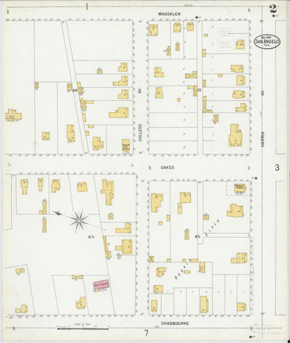 Sanborn Fire Insurance Map from San Angelo, Tom Green County, Texas (1900), Sheet #0002 - Historic Sanborn Fire Insurance Map Print, vintage old map wall art, antique decor, genealogy gift, Texas Texas map