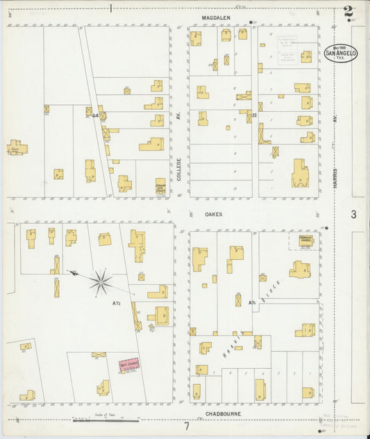 Sanborn Fire Insurance Map from San Angelo, Tom Green County, Texas (1900), Sheet #0002 - Historic Sanborn Fire Insurance Map Print, vintage old map wall art, antique decor, genealogy gift, Texas Texas map