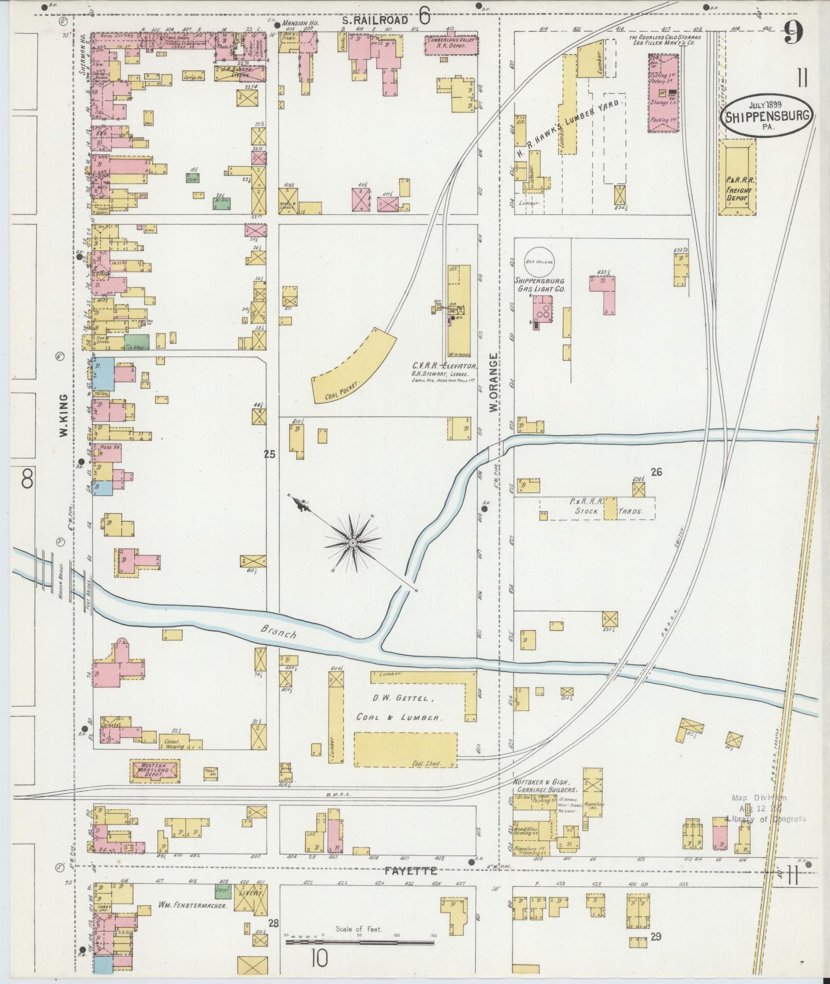 Sanborn Fire Insurance Map from Shippensburg, Cumberland And Franklin Counties, Pennsylvania (1899), Sheet #0009 - Complete Map Set gallery image, historic Sanborn map, vintage wall art, Counties Pennsylvania