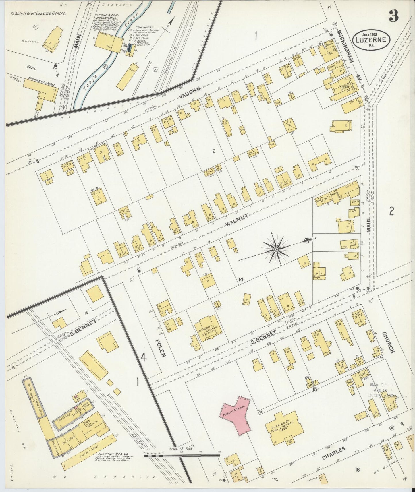 Sanborn Fire Insurance Map from Luzerne, Luzerne County, Pennsylvania (1903), Sheet #0003 - Complete Map Set gallery image, historic Sanborn map, vintage wall art, Pennsylvania Pennsylvania