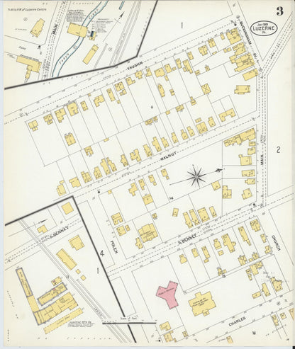 Sanborn Fire Insurance Map from Luzerne, Luzerne County, Pennsylvania (1903), Sheet #0003 - Complete Map Set gallery image, historic Sanborn map, vintage wall art, Pennsylvania Pennsylvania