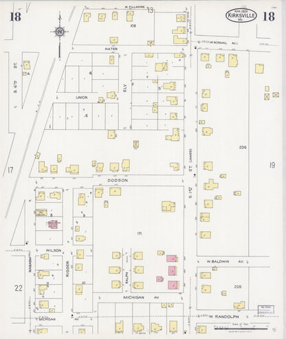 Sanborn Fire Insurance Map from Kirksville, Adair County, Missouri (1925), Sheet #0018 - Complete Map Set gallery image, historic Sanborn map, vintage wall art, Missouri Missouri