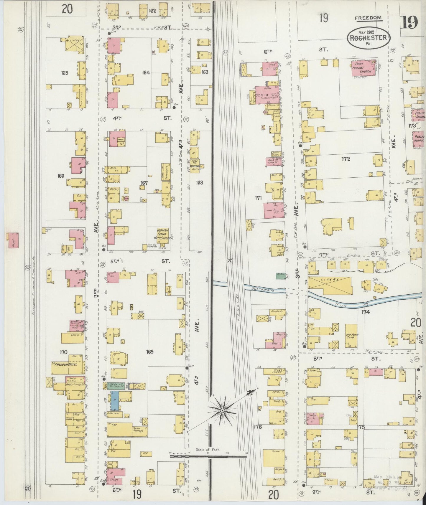 Sanborn Fire Insurance Map from Rochester, Beaver County, Pennsylvania (1903), Sheet #0019 - Complete Map Set gallery image, historic Sanborn map, vintage wall art, Pennsylvania Pennsylvania