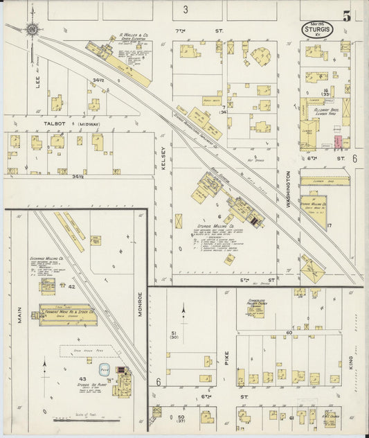Sanborn Fire Insurance Map from Sturgis, Union County, Kentucky (1915), Sheet #0005 - Historic Sanborn Fire Insurance Map Print, vintage old map wall art, antique decor, genealogy gift, Kentucky Kentucky map