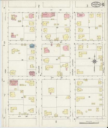 Sanborn Fire Insurance Map from Trenton, Gibson County, Tennessee (1915), Sheet #0006 - Complete Map Set gallery image, historic Sanborn map, vintage wall art, Tennessee Tennessee