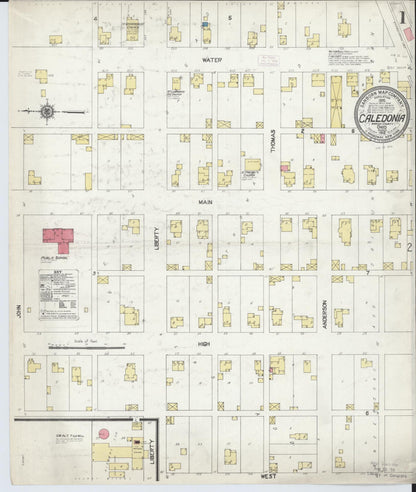 Sanborn Fire Insurance Map from Caledonia, Marion County, Ohio (1912), Sheet #0001 - Historic Sanborn Fire Insurance Map Print, vintage old map wall art, antique decor, genealogy gift, Ohio Ohio map
