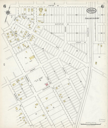 Sanborn Fire Insurance Map from Sebring, Highlands County, Florida (1924), Sheet #0006 - Historic Sanborn Fire Insurance Map Print, vintage old map wall art, antique decor, genealogy gift, Florida Florida map